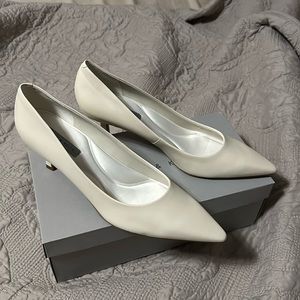 *NEW* Charles Keith Woman’s Heels: Emmy Pointed Kitten Heel Pumps - Chalk